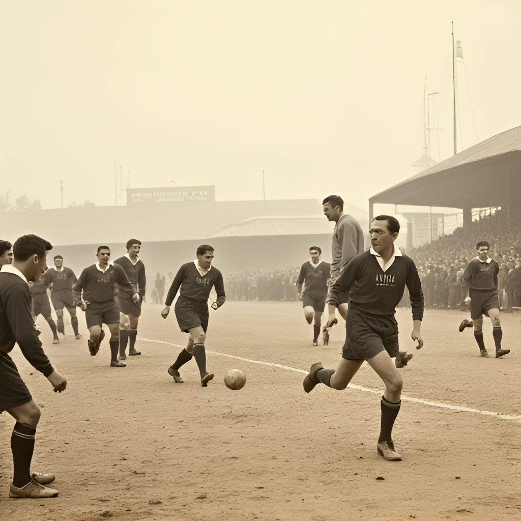 A vintage photograph or illustration depicting an early football match between Sheffield United and Sunderland in the late 19th or early 20th century, showing players in historical kits on a basic pitch with a crowd watching.