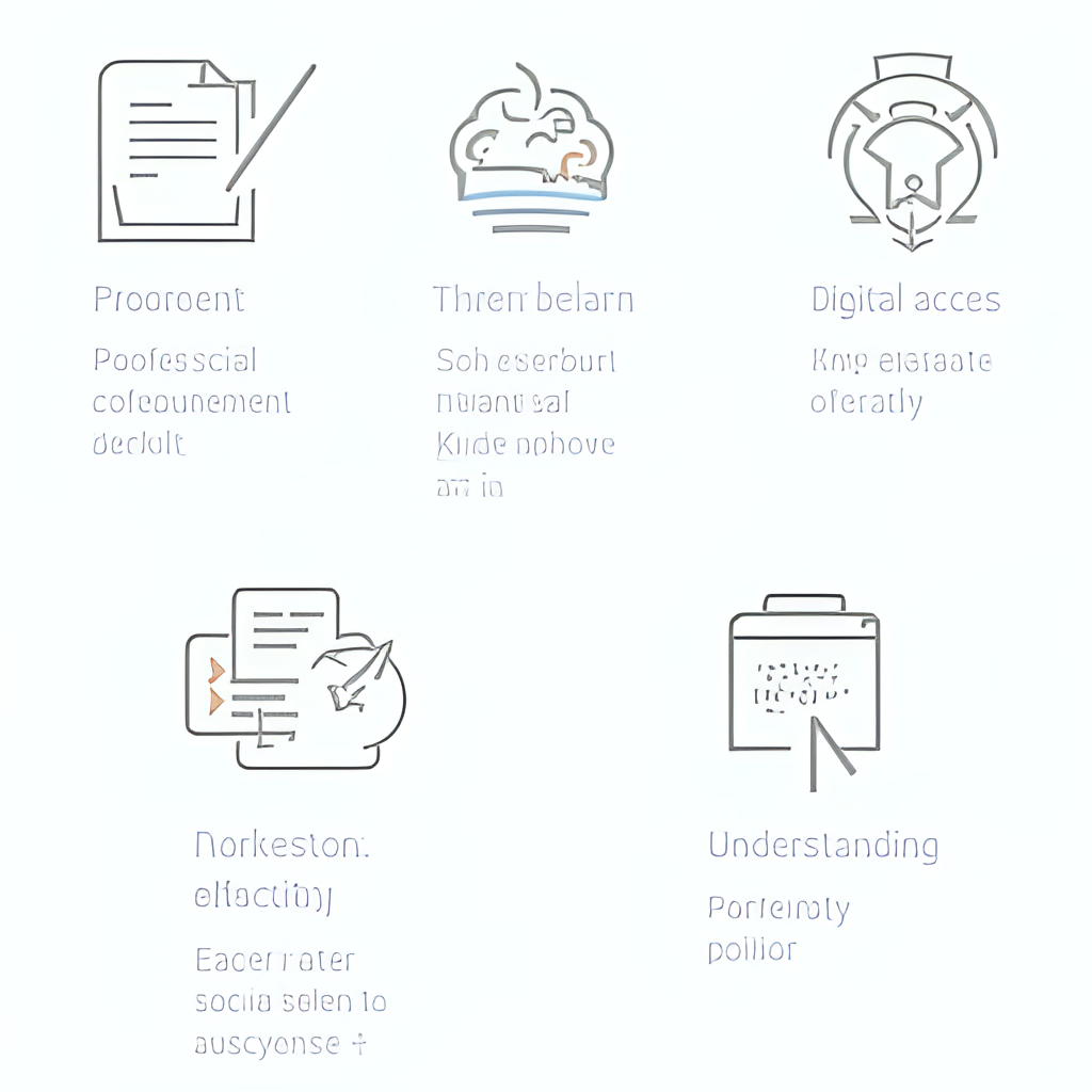 A graphic showing common challenges related to social security like paperwork, digital access, or understanding rules, represented by icons and simple visuals.